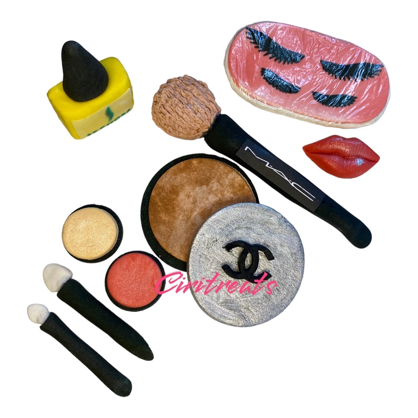Fondant makeup set cake topper sweet16 cake topper 10 pc