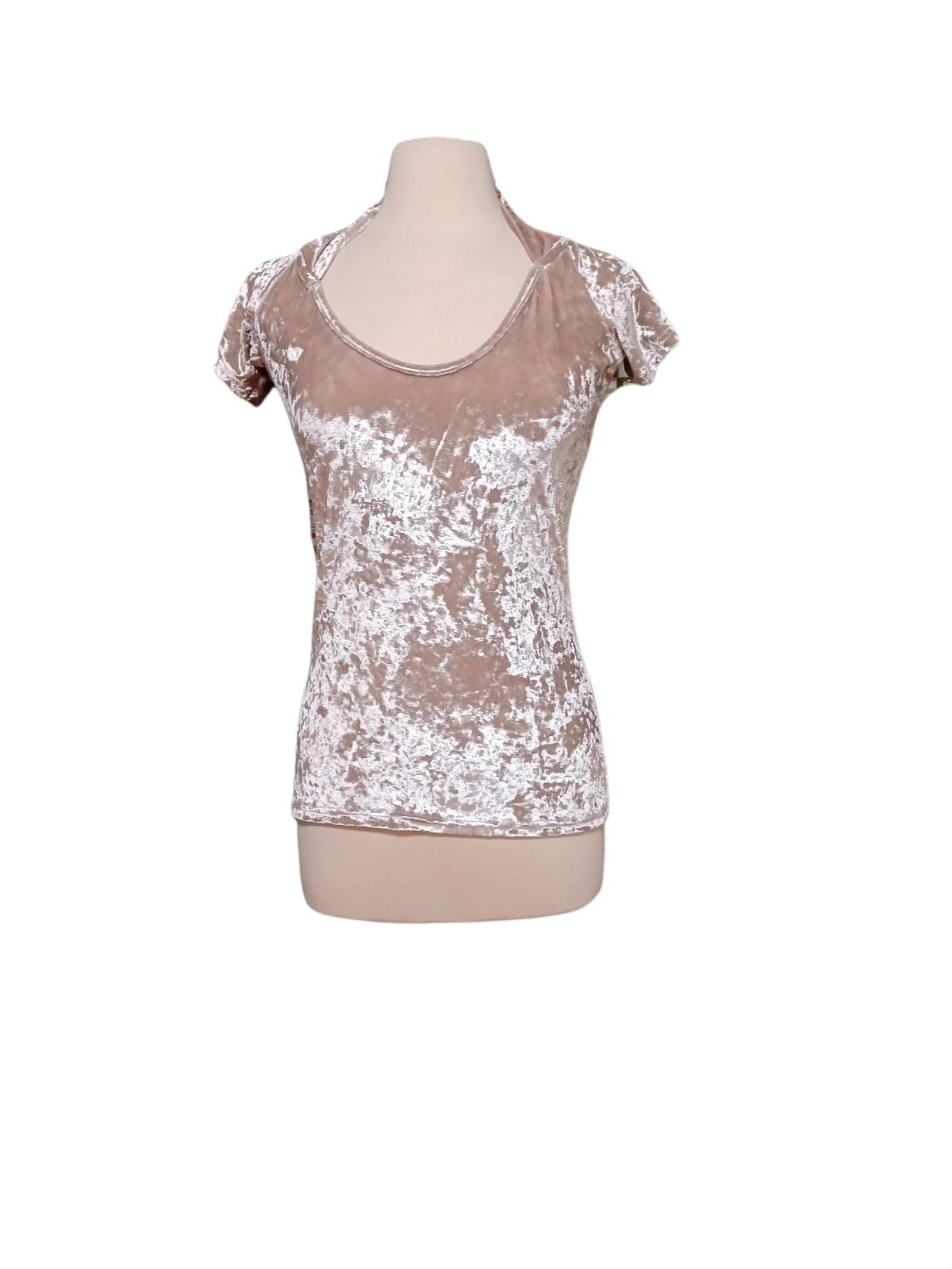 Say What M Velvet Tshirt Blouse Gray Metallic Woman. Color : Gray w iridescent p