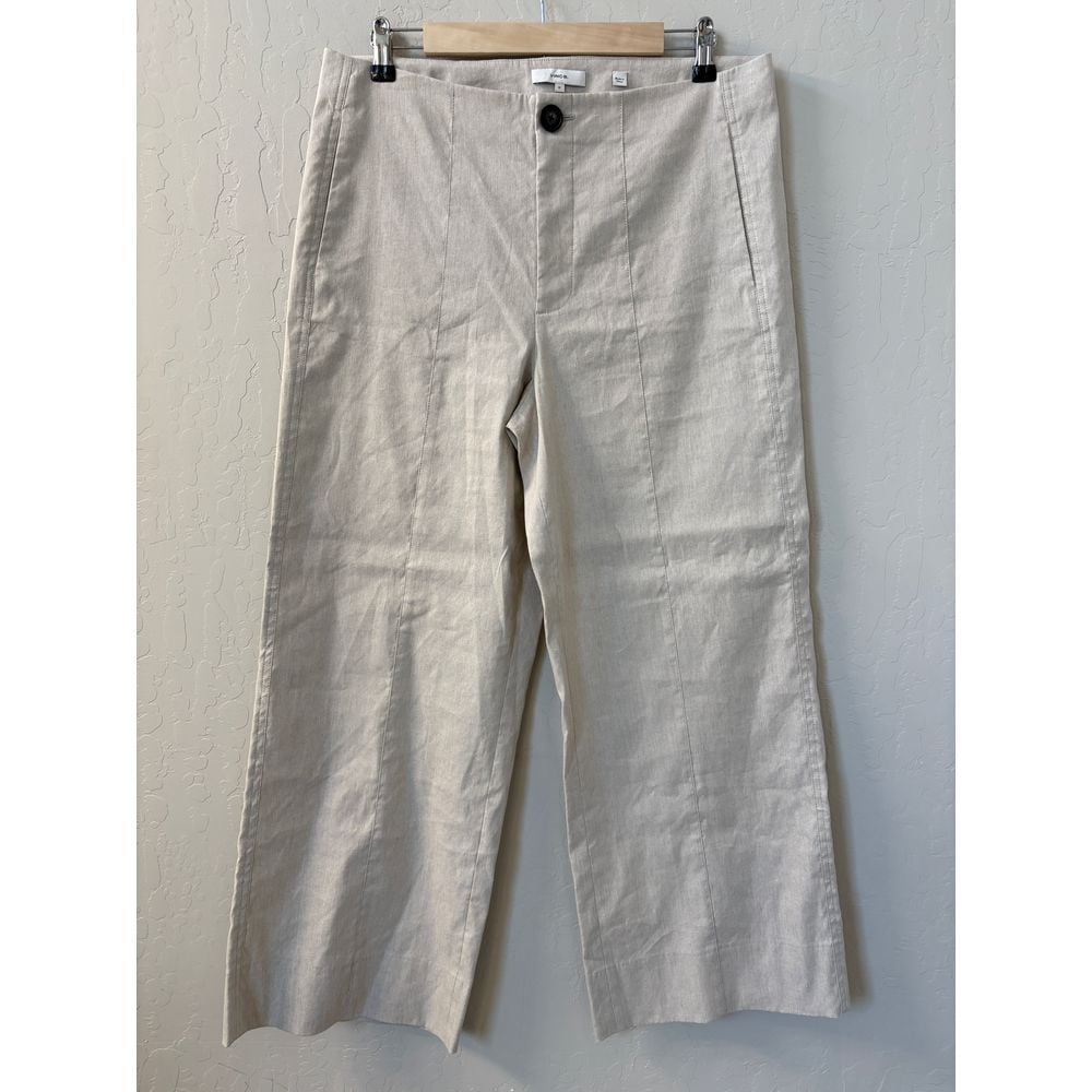 Vince Cream Linen Blend Wide Leg Pants Minimalist Office Career Beachy Sz 12