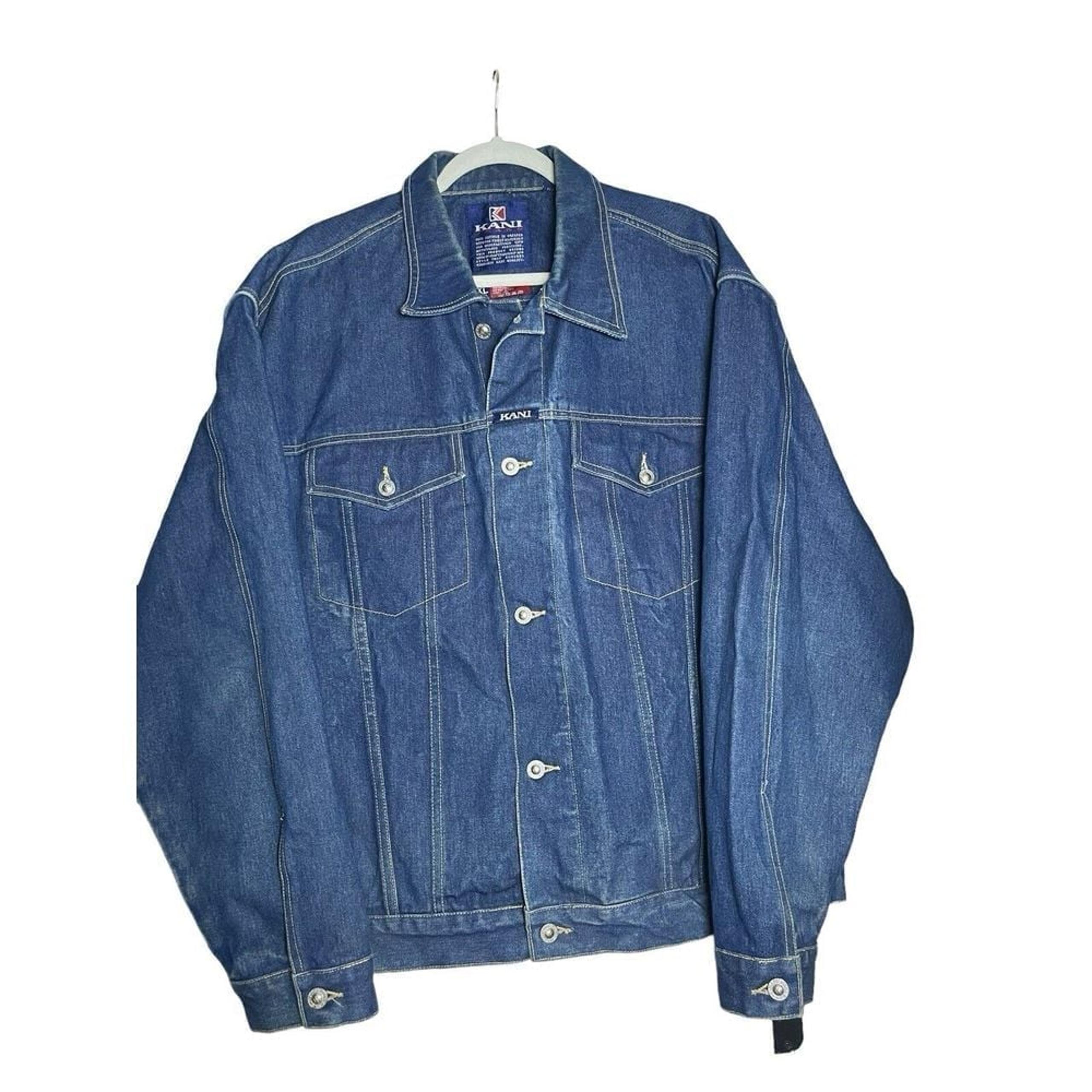 Kani Jeans Denim Trucker Jacket Men's Sz XXL Streetwear Work Y2K Grunge