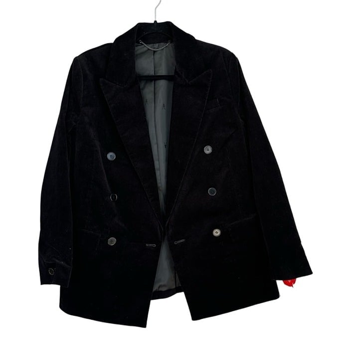 All Saints Adlai Corduroy Double Breasted Black Blazer Jacket Sz 6 NWT