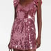 NEW NWOT 395 WOMENS MEDIUM 8 ALVA LOVESHACKFANCY PINK SEQUIN DRESS