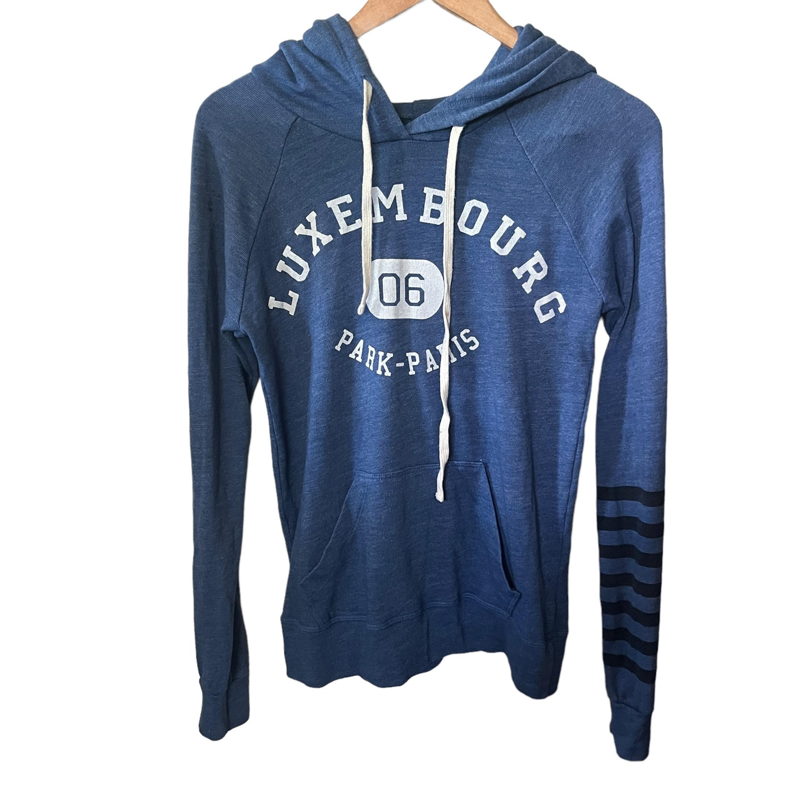 SUNDRY Hooded Pullover Womens Blue Cotton Blend Beachy Comfy Casual Hooded 2