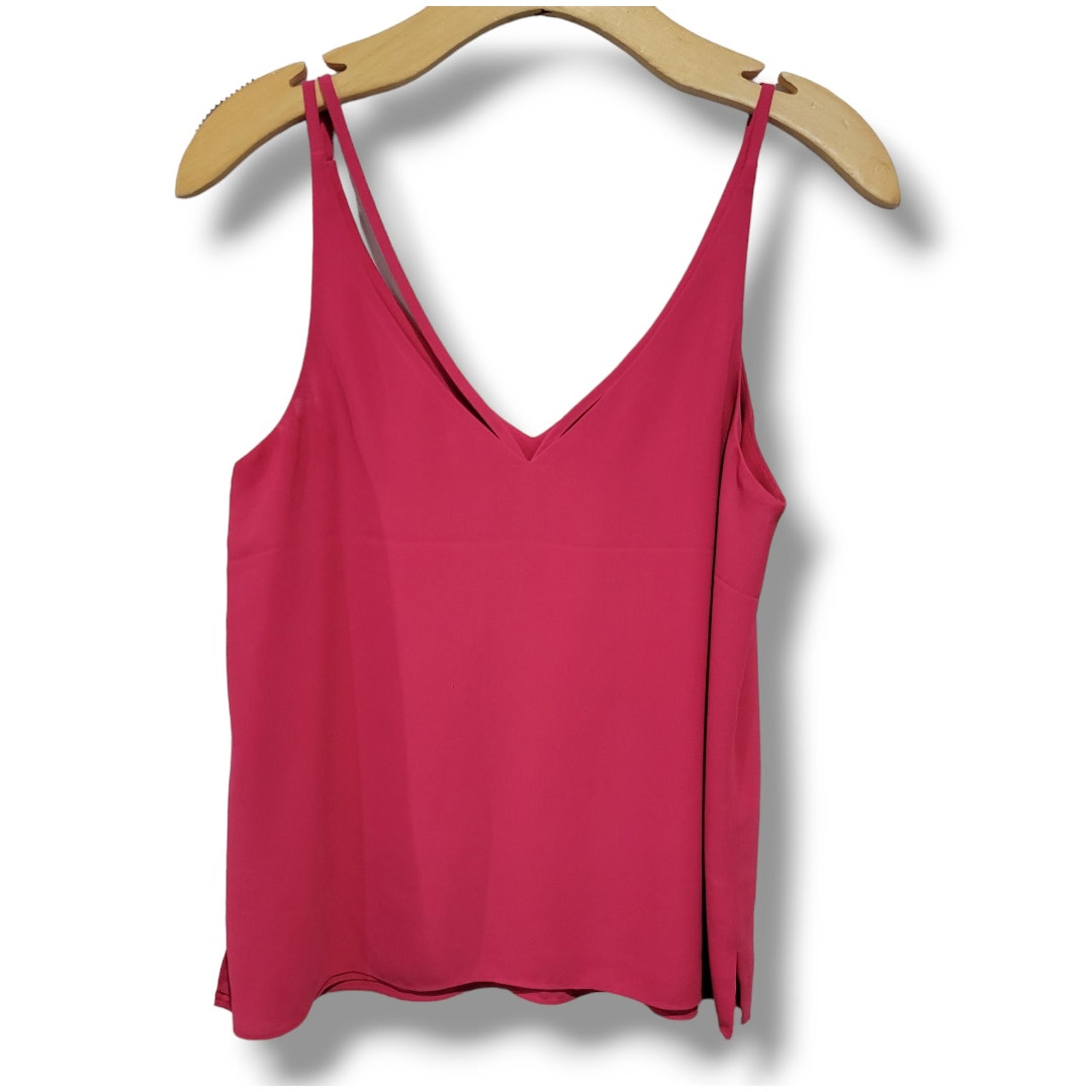 Topshop women's pink double strap VNeck tank top cami - size 4