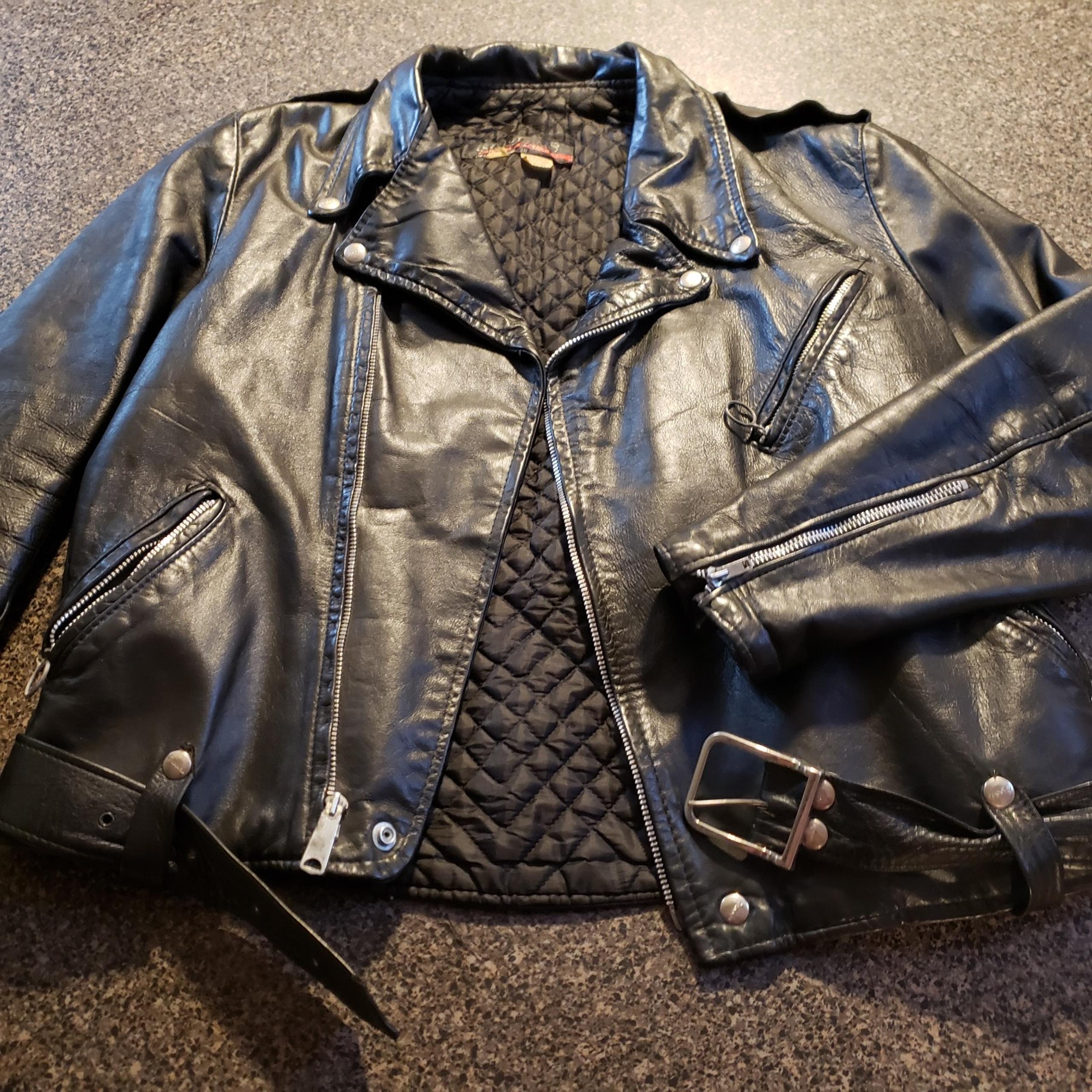 Vintage vtg 70's 80's made in USA Detroit Michigan leather biker jacket punkrock