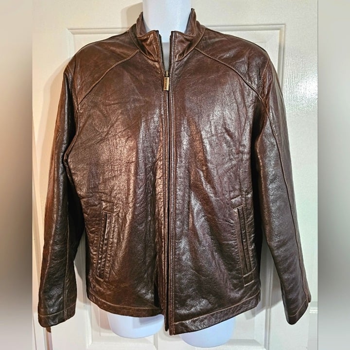 Weatherproof Small Brown Vintage Leather Classic Timeless Preppy Grunge Jacket
