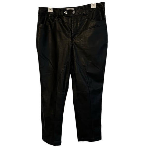 Free People Black Vegan Faux Leather Womens Skinny Jeans Size 10