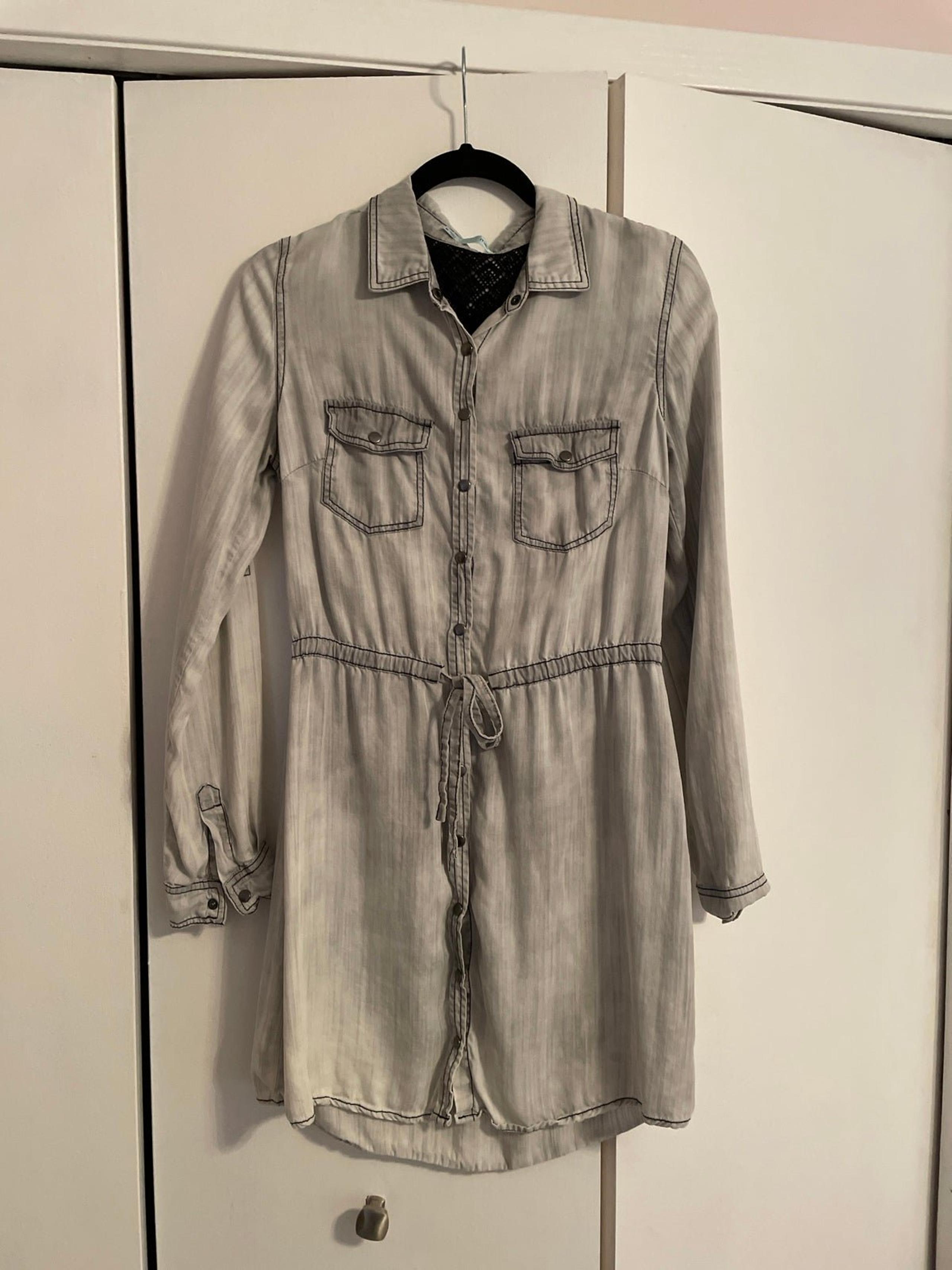 Maurices Longsleeve Button Down Distressed Dress