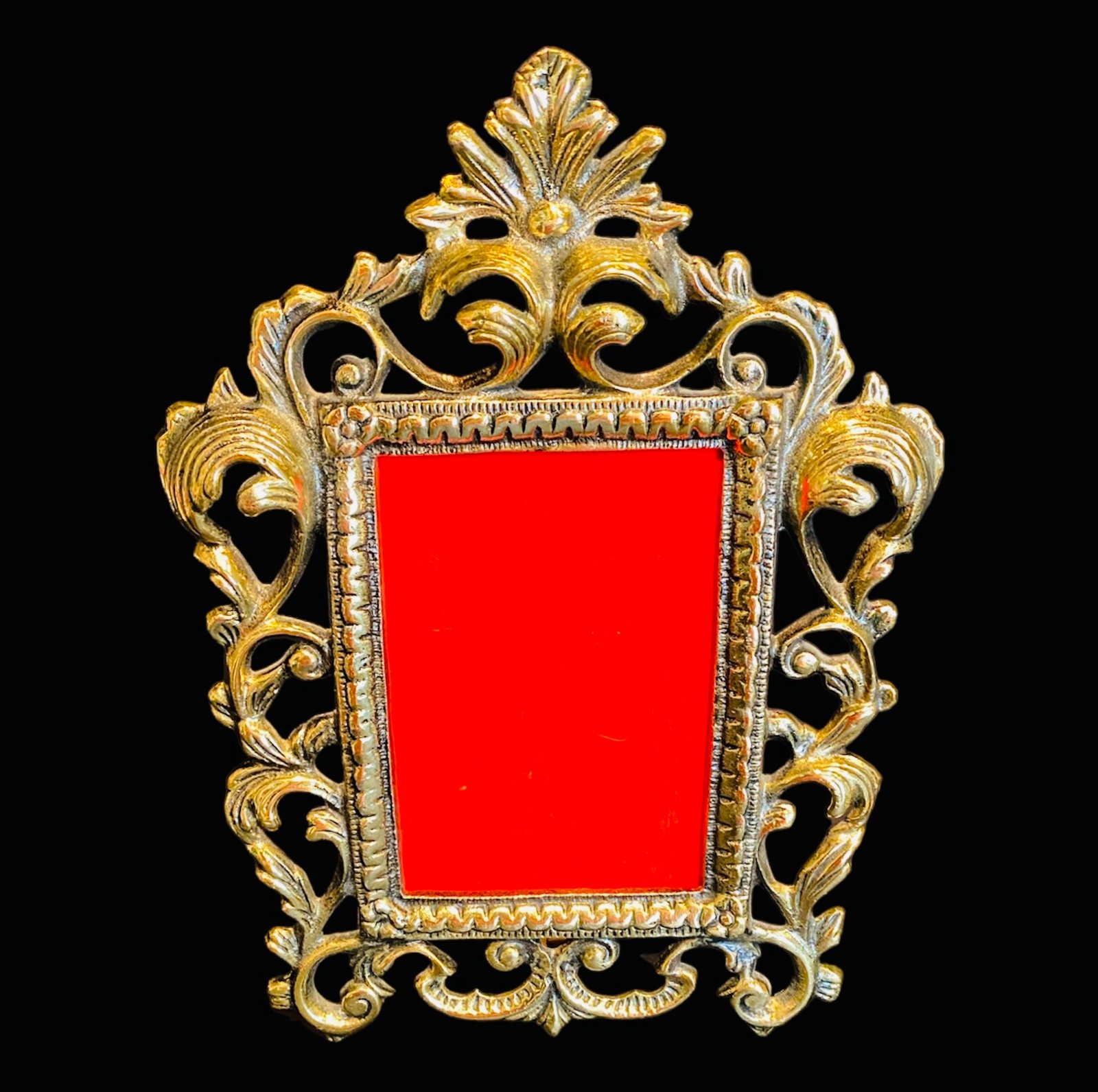 Antique Victorian Ornate Rococo Style Solid Brass 4” X 5.5” Picture Frame