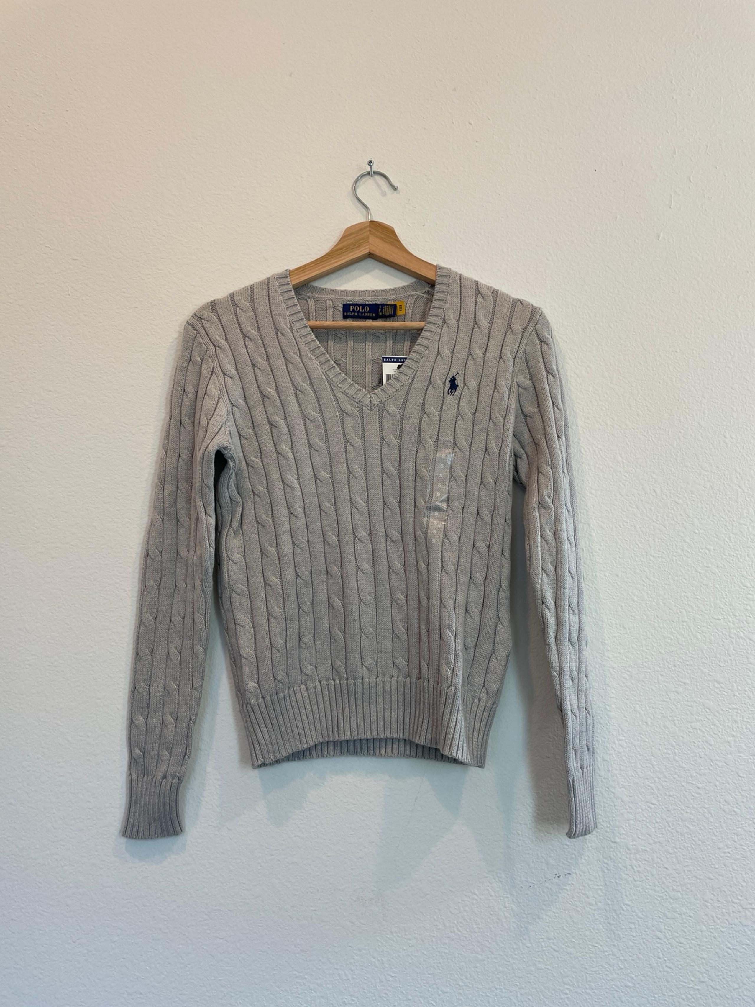 Polo Ralph Lauren Women Cable-Knit Cotton V-Neck Sweater Size S