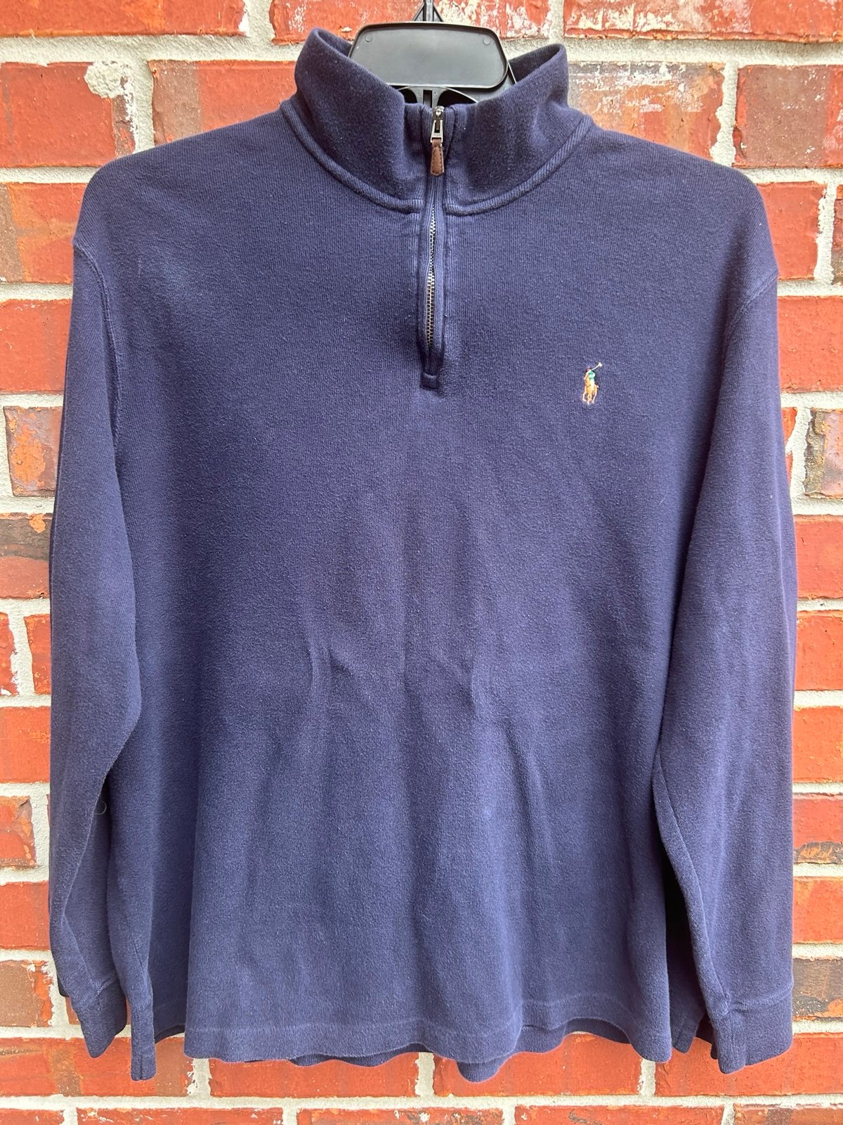 Polo Ralph Lauren Estate-Rib Quarter-Zip Long Sleeve Navy Blue XL Pullover