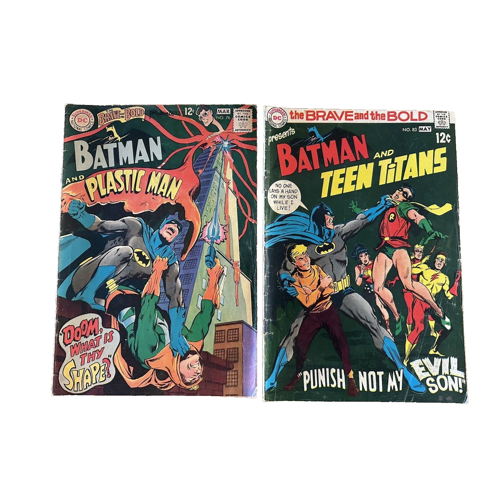 DC Comics, Batman Teen Titans# 83 & Batman Plastic Man #76/ .12 issues 1960s VTG