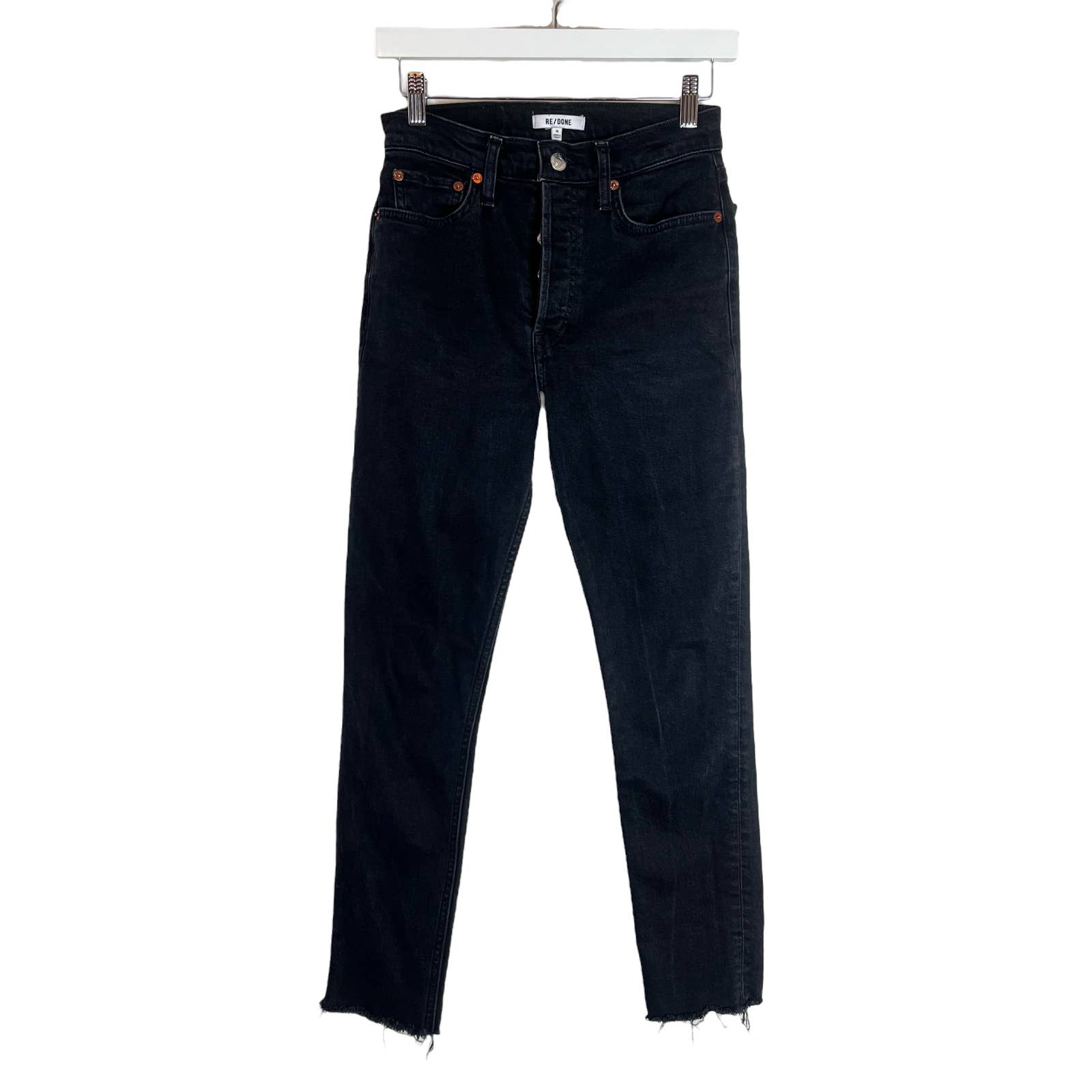 Redone Size 26 Faded Black Comfort Stretch High Rise Stove Pipe Jeans