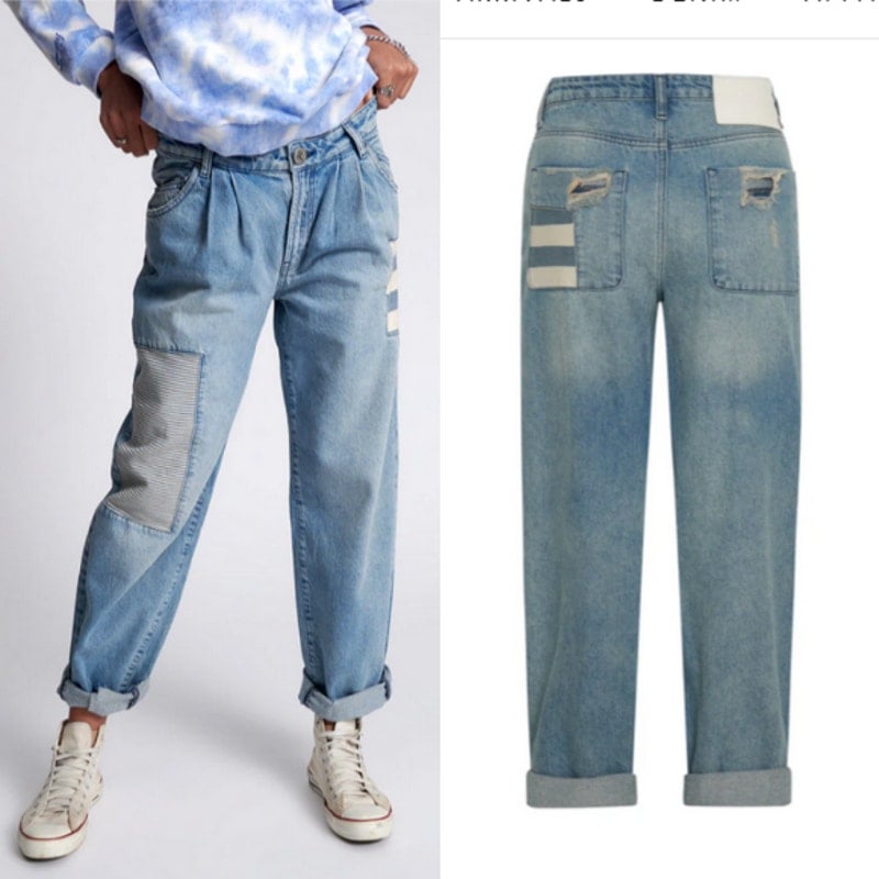 One Teaspoon Womens Smiths Low Waist Wide Leg Denim Jeans Slouchy Multi Pocket