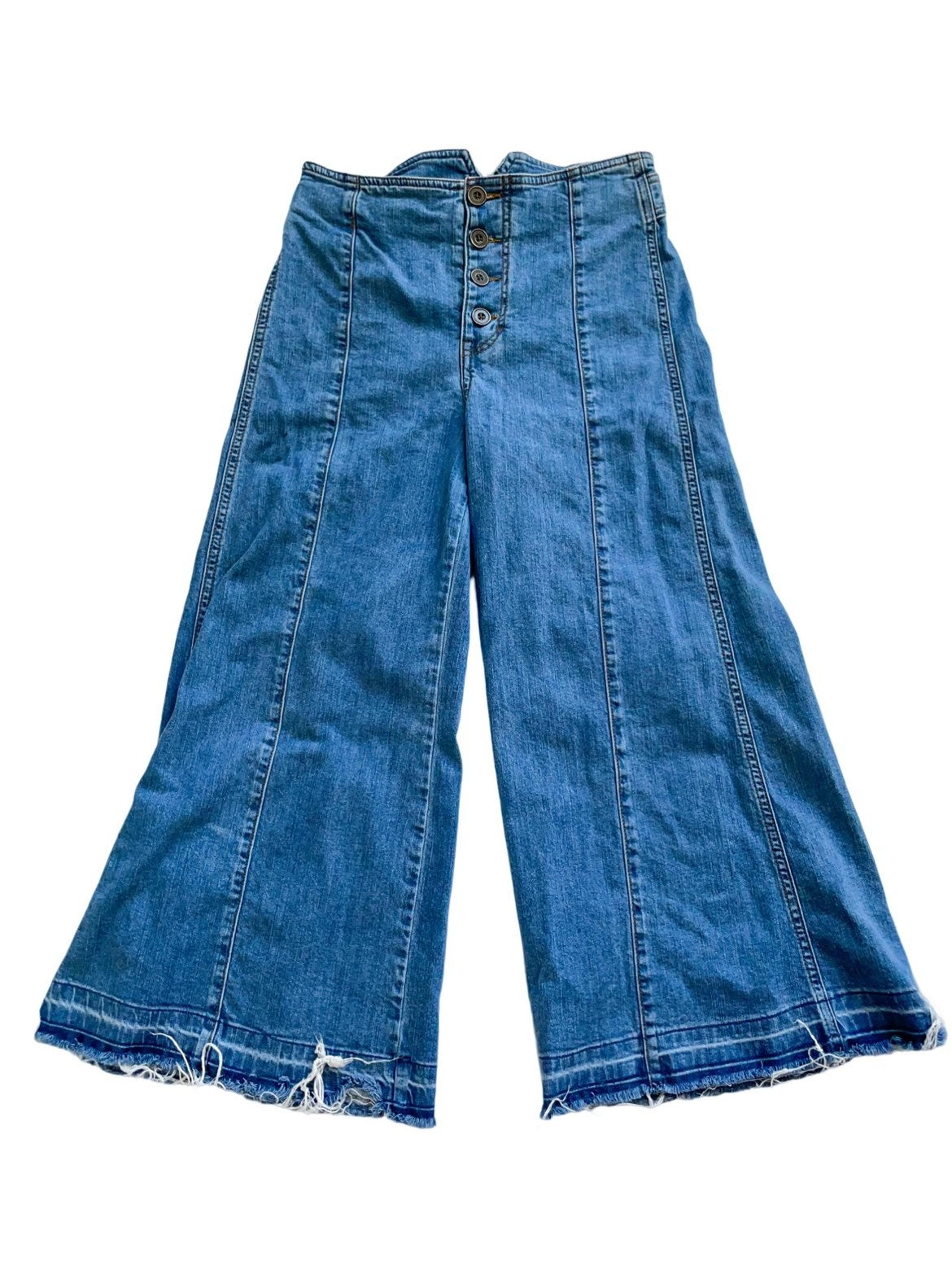 gianni bini cropped flare capri denim