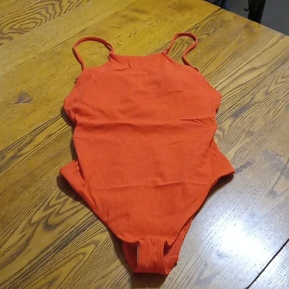 Andie Womens Bathing Suit LARGE Swimwear Swim ONE PIECE ASBURY NEW SIRE Orange