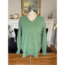 60s 70s Vintage Jantzen Tumblespun green v-neck sweater, size men's M women's L