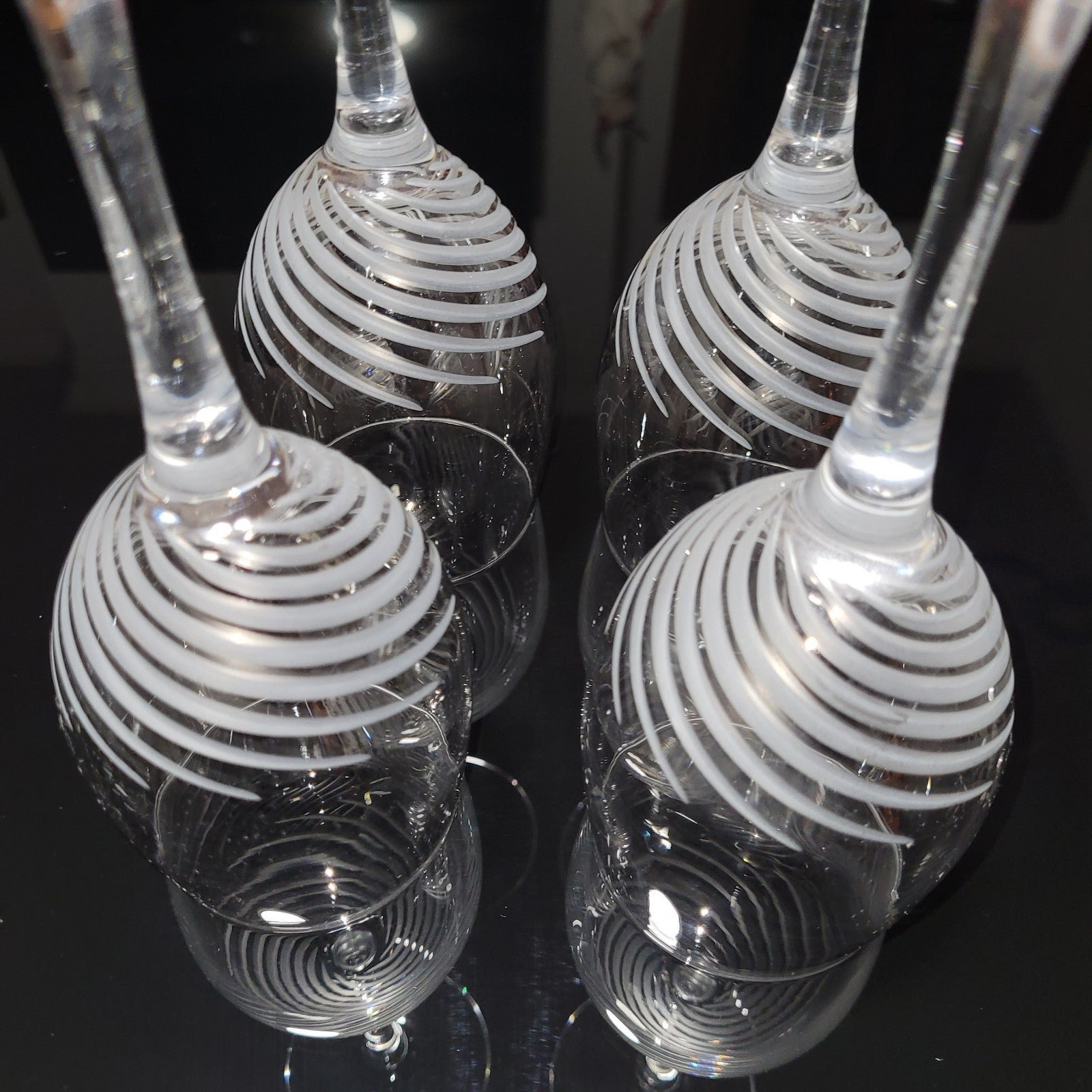 4 etched crystal stemware