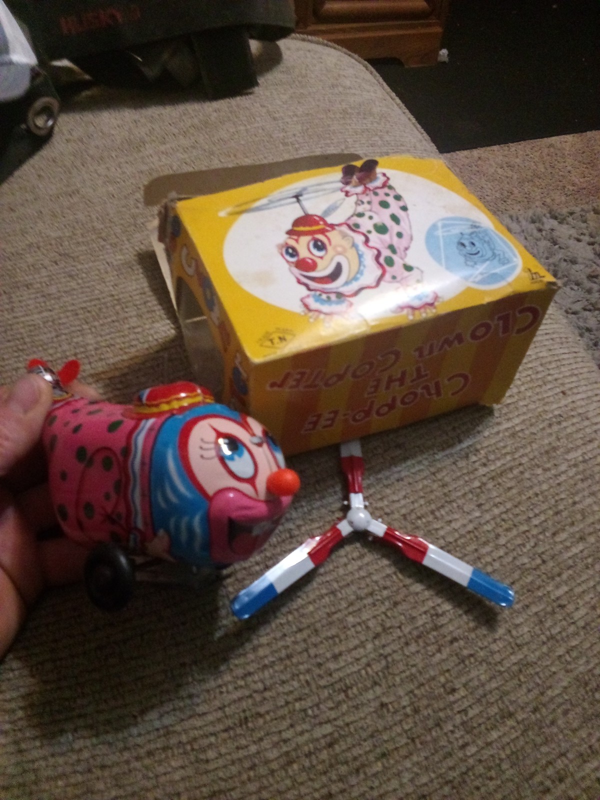 Antique Tin Litho Wind-Up Toy Helicopter Rare