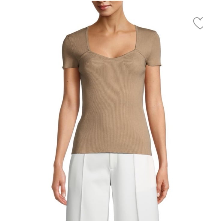 ELIE TAHARI Ribbed Sweetheart Top