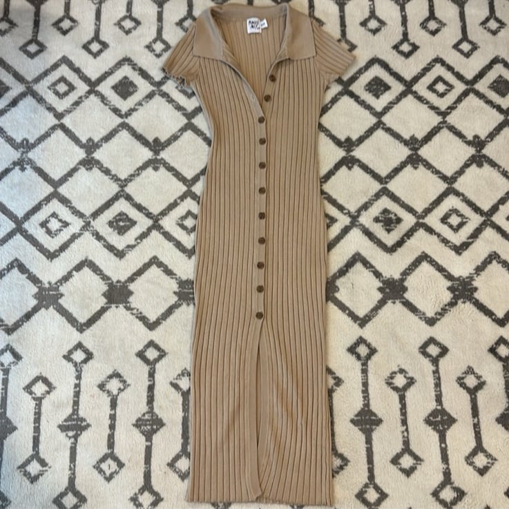 Princess Polly Midi Bodycon Dress Sz S/M Tan/Nude