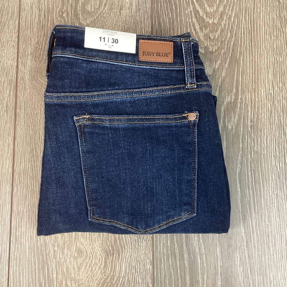 Judy Blue Jeans NEW Wide Leg Dark Wash Women's Stretch Denim High Waist Raw Hem