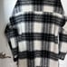 Womens Buckle Black Premium Wool Blend Black White Plaid Button-Up Jacket