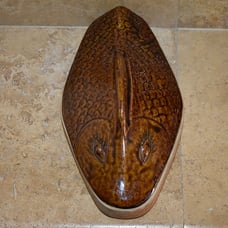 Vintage Mid Century Modern Lady Fish Baking dish Pottery Glazed Ceramic mcm