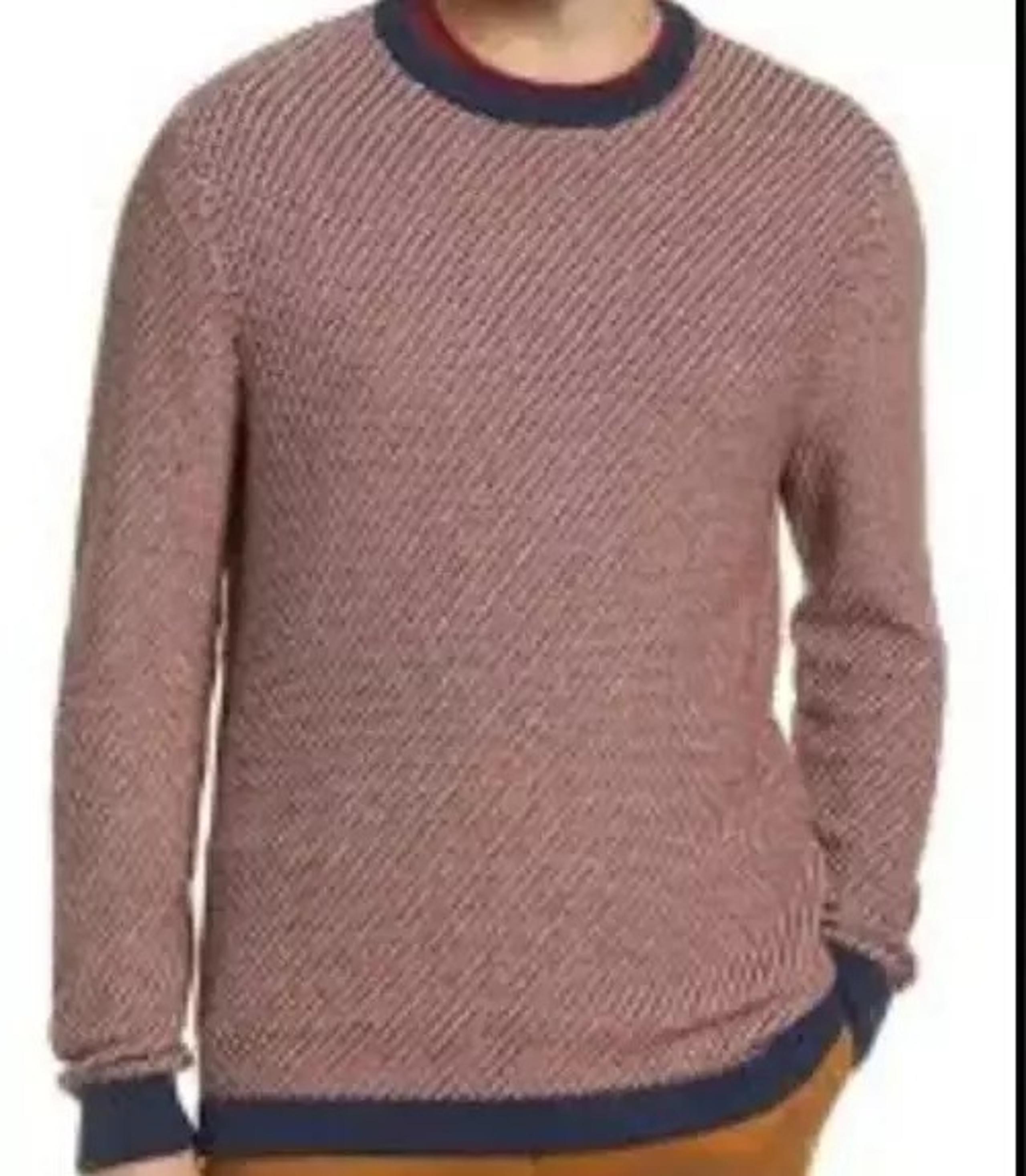 Nordstrom Men's Mini Pattern Navy Crewneck Long Sleeve Cotton Blend Sweater XL