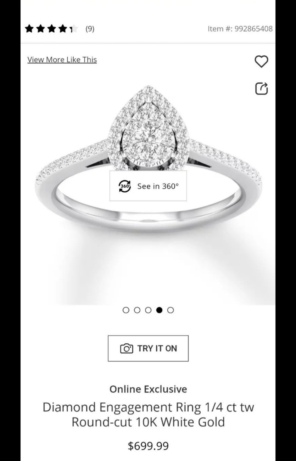 Zales Diamond Engagement Ring 1/4 Ct Tw 10k White Gold