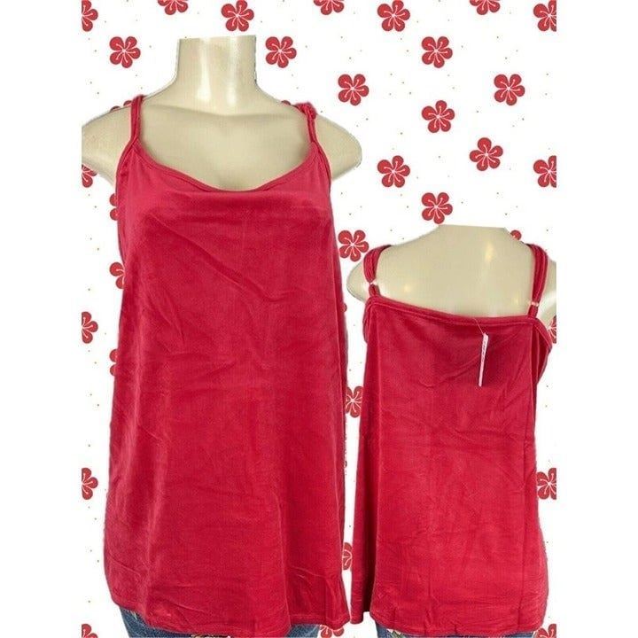 Torrid Plus 5 Red Velour Scoop Neck Adjustable Strap Camisole Top