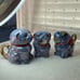 3 George Studdy Bonzo Foo Dogs Ceramic Lusterware Covered Sugar & Creamers1930’
