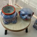 3 George Studdy Bonzo Foo Dogs Ceramic Lusterware Covered Sugar & Creamers1930’