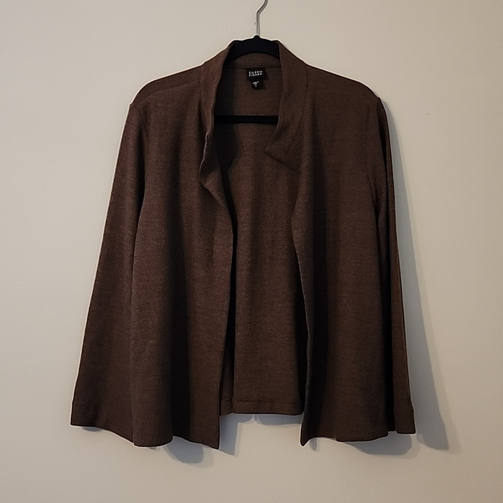 Eileen Fisher 100% Wool Cardigan in Brown