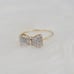 Cute Solid 14K Gold bow Ring with simulated diamonds