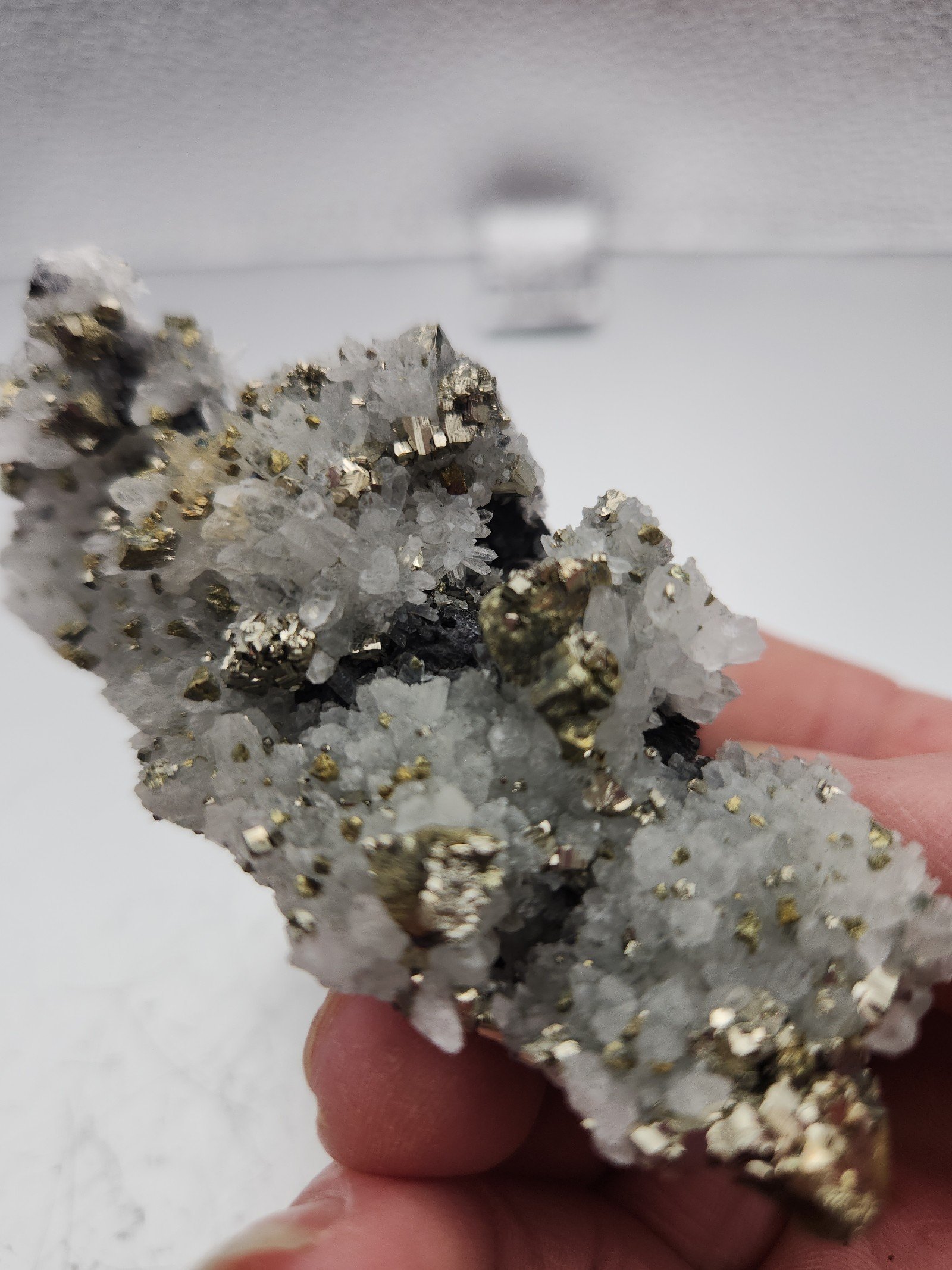 Pyrite on Quartz Cluster