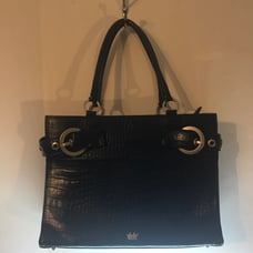 Elaine Turner black leather satchel purs