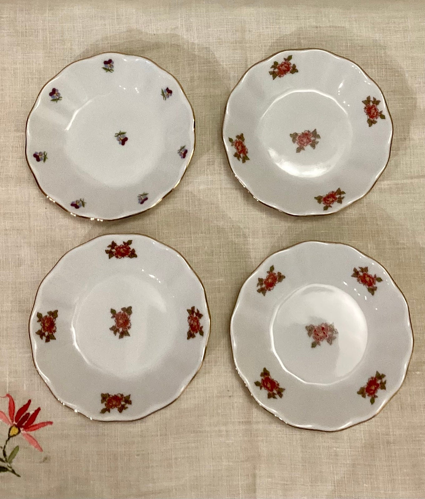 Porland 4 -Piece Porcelain Tea Plate 4in