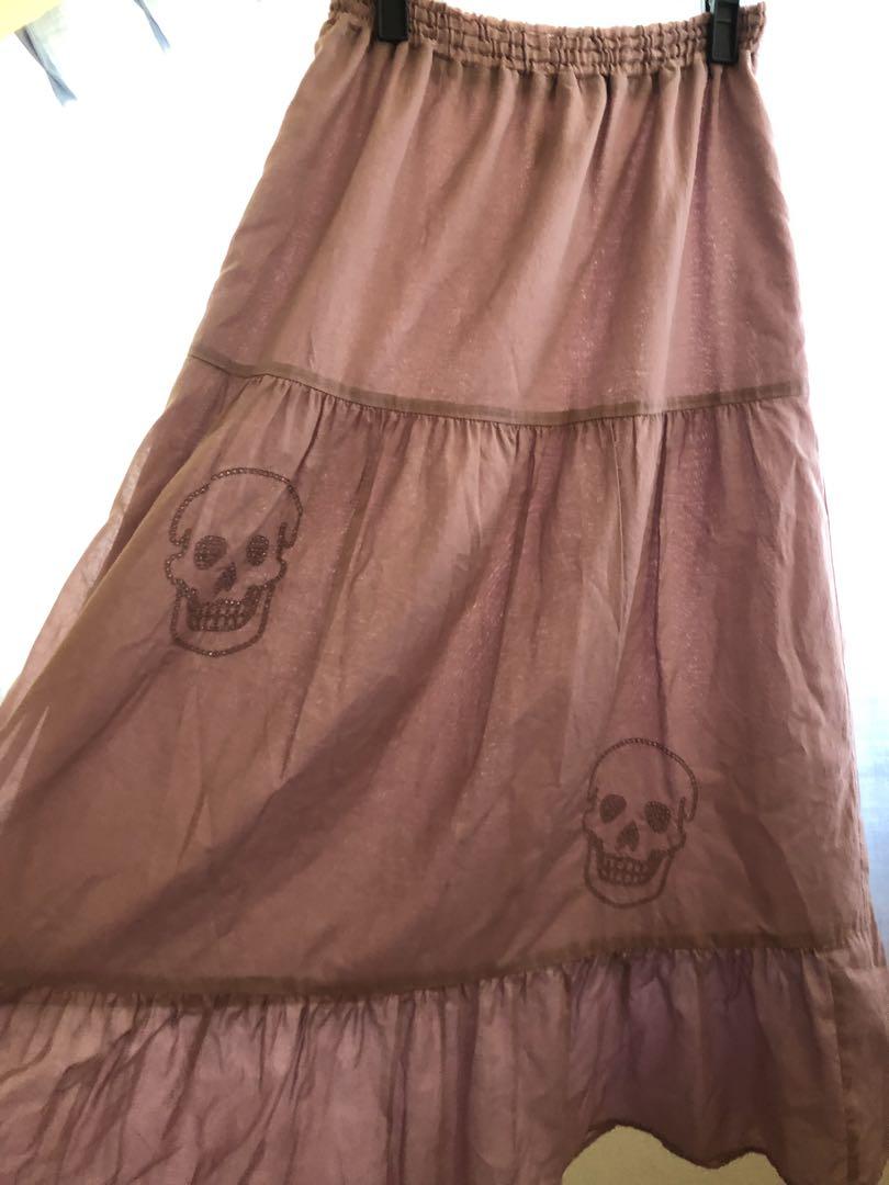 Waistband elastic skirt, flare skirt, skull, Hysteric Glamour.