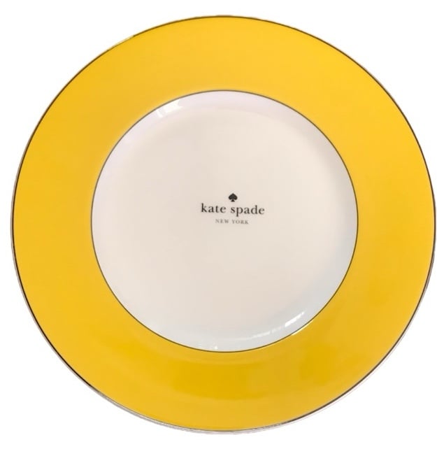 Set of 4 KATE SPADE Rutherford Circle Yellow Accent Salad Luncheon Plates -- NWT