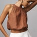 NWT Anthropologie Linen Bubble Hem Crop Top