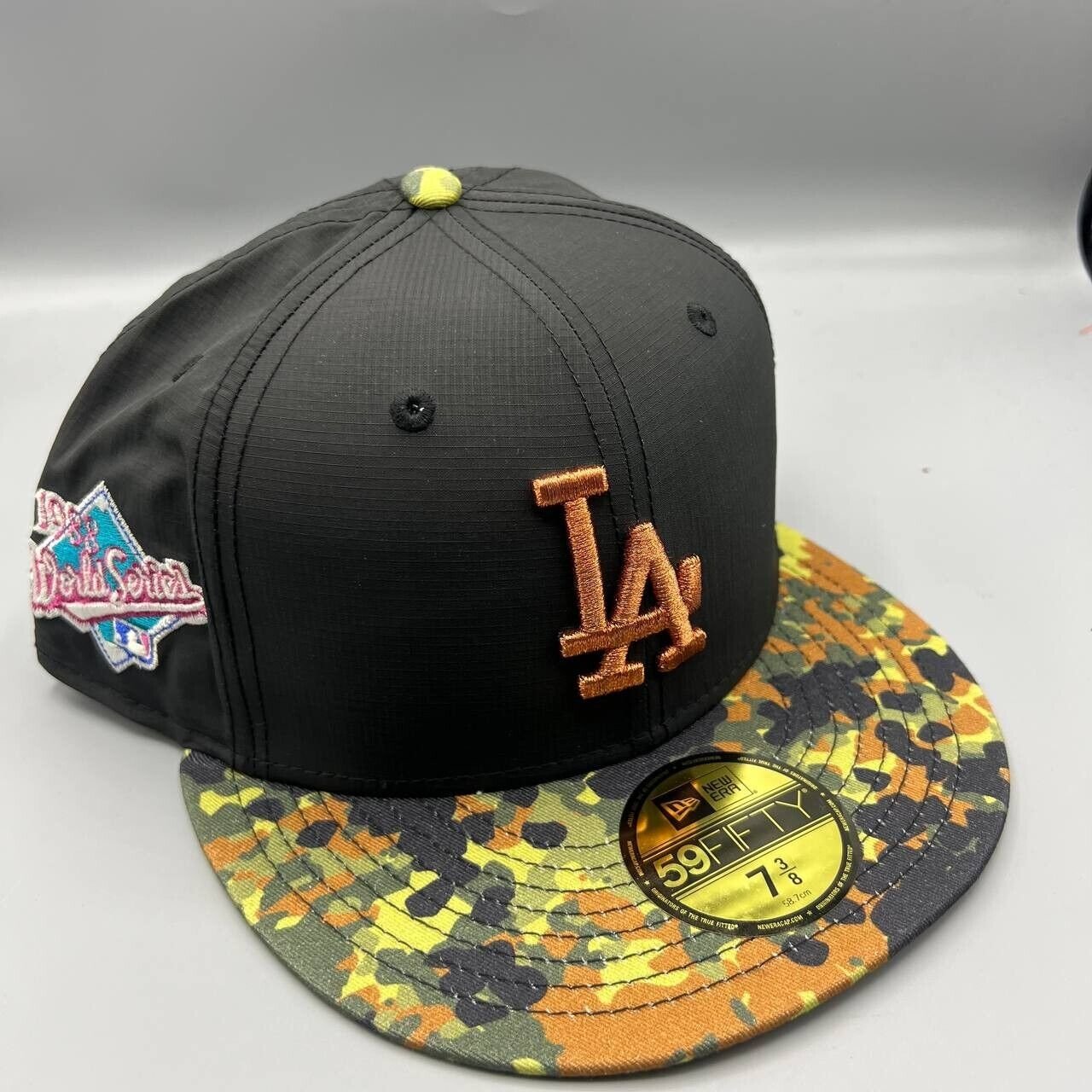 Los Angeles LA Dodgers Hat Men 7 3/8 Black Camo 59Fifty New Era Fitted Cap New