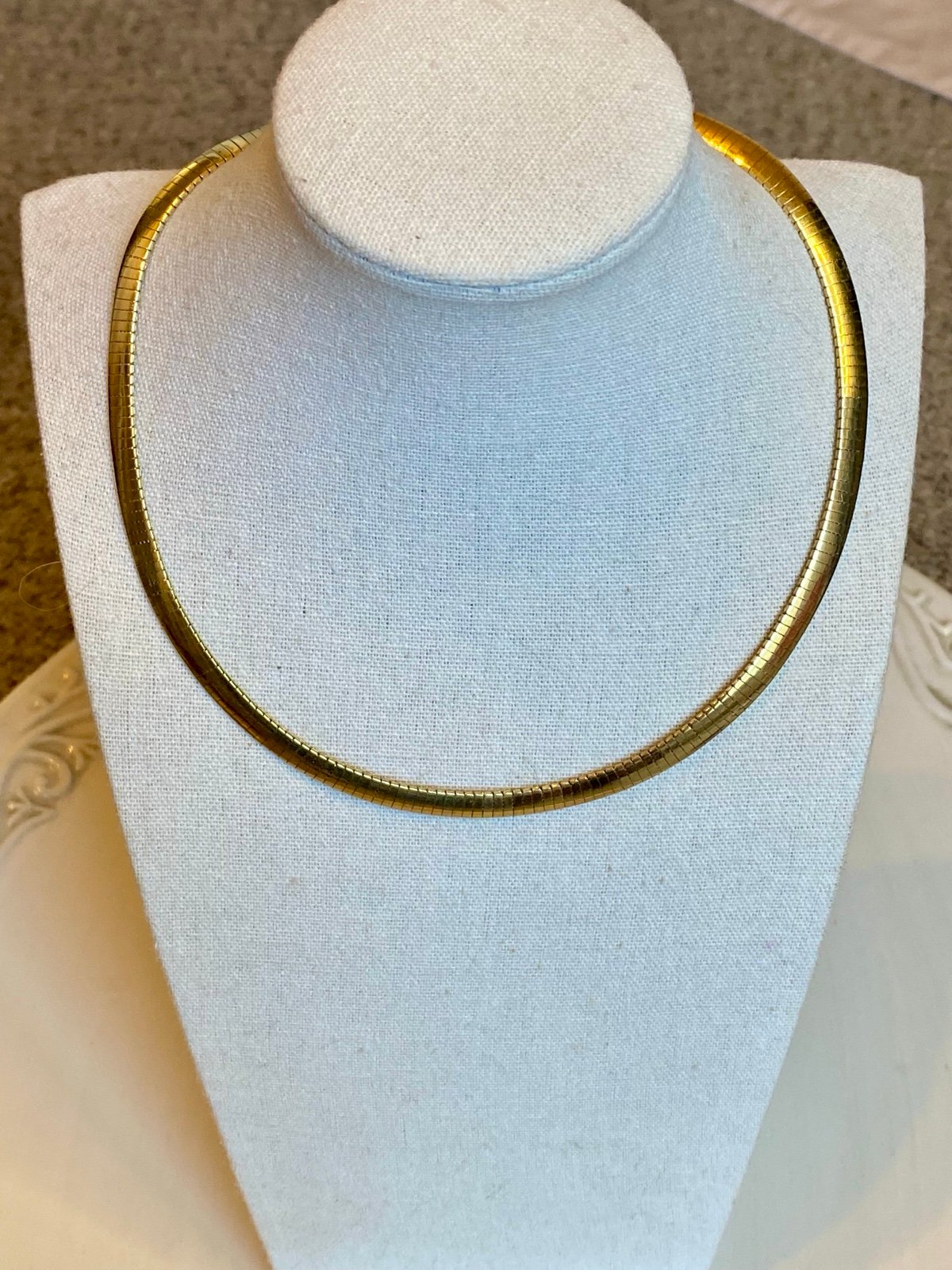 Vintage Sterling Silver Gold Tone Omega Chain Necklace