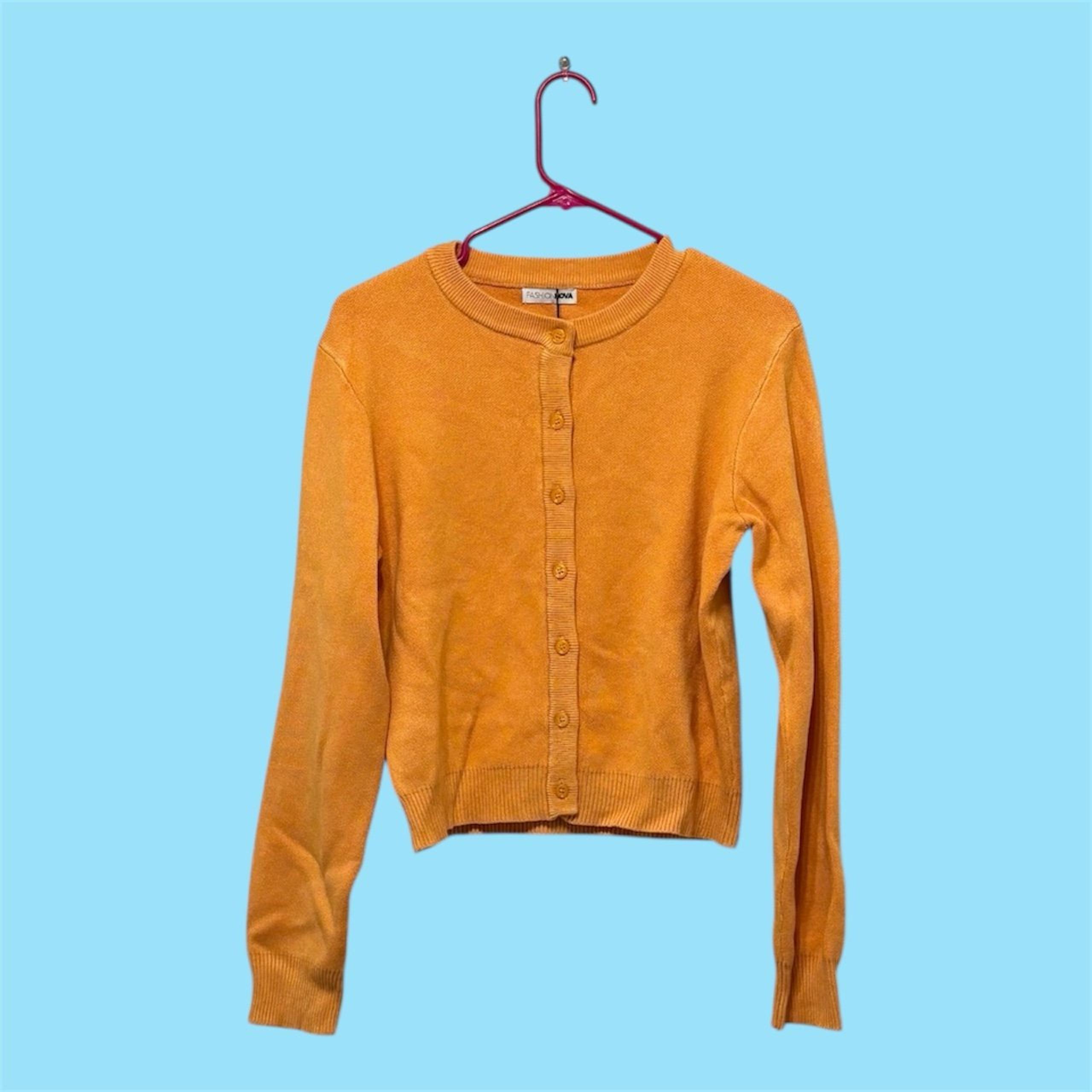 FASHION NOVA ORANGE CARDIGAN SWEATER