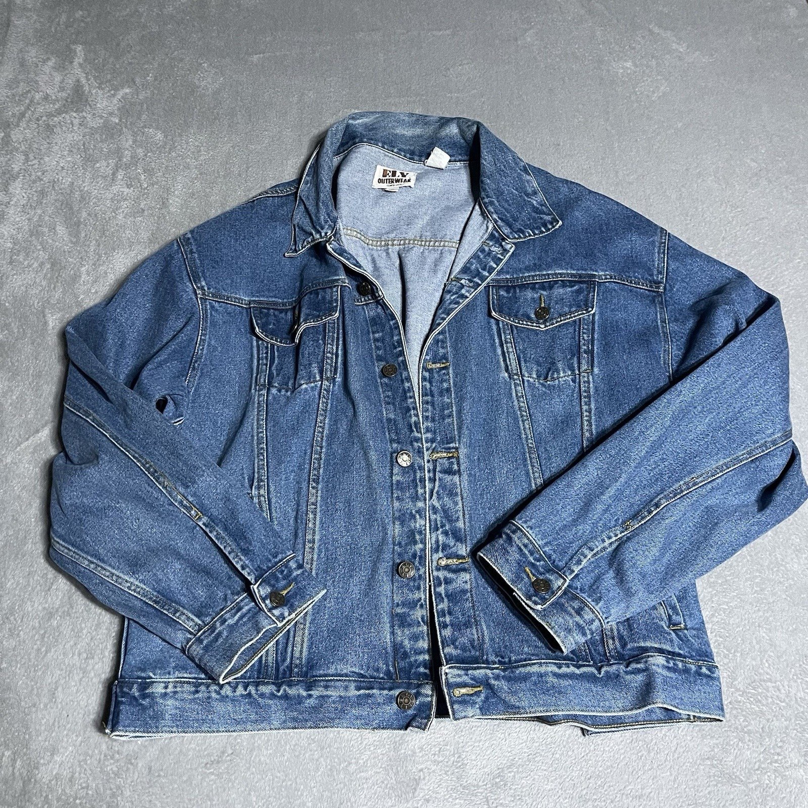 Vintage Ely Outerwear Jacket Mens XXL 90s Cowboy Trucker Distressed Denim
