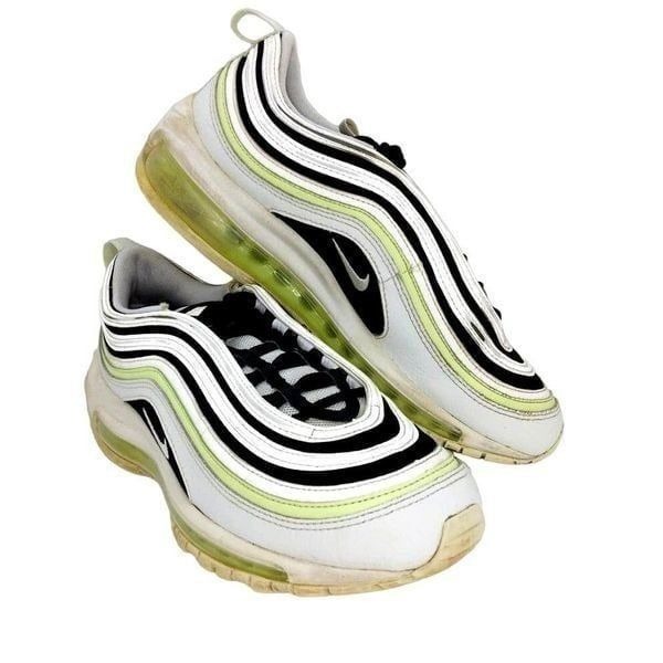 Nike Air Max 97 Volt Womens Pre-owned White w/Blk Accent Running Sneakers- sz. 8