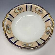 NORITAKE HAND PAINTED 10” Serving Bowl PORCELAIN JAPAN cobalt blue gold laurel