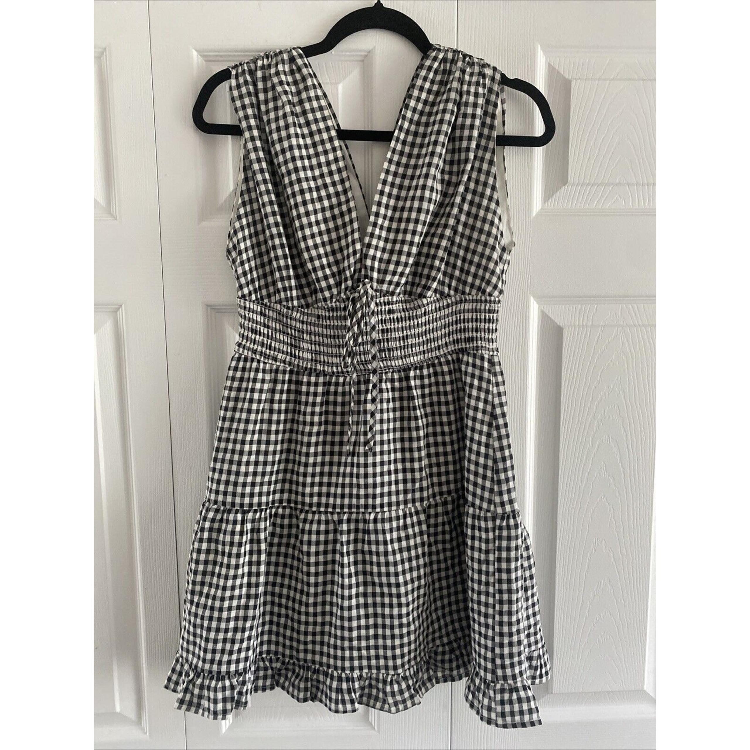 Etiquettte Small Gingham Dress Babydoll Milkmaid Tie Front Cottgecore Spring
