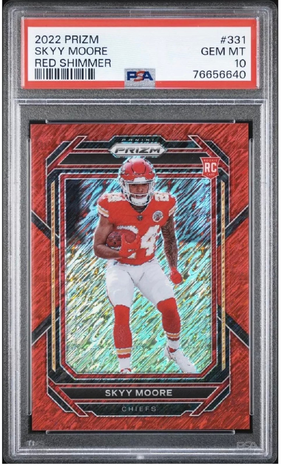 2022 Panini Prizm Skyy Moore Red Shimmer Prizm /35 RC PSA 10 Color Match