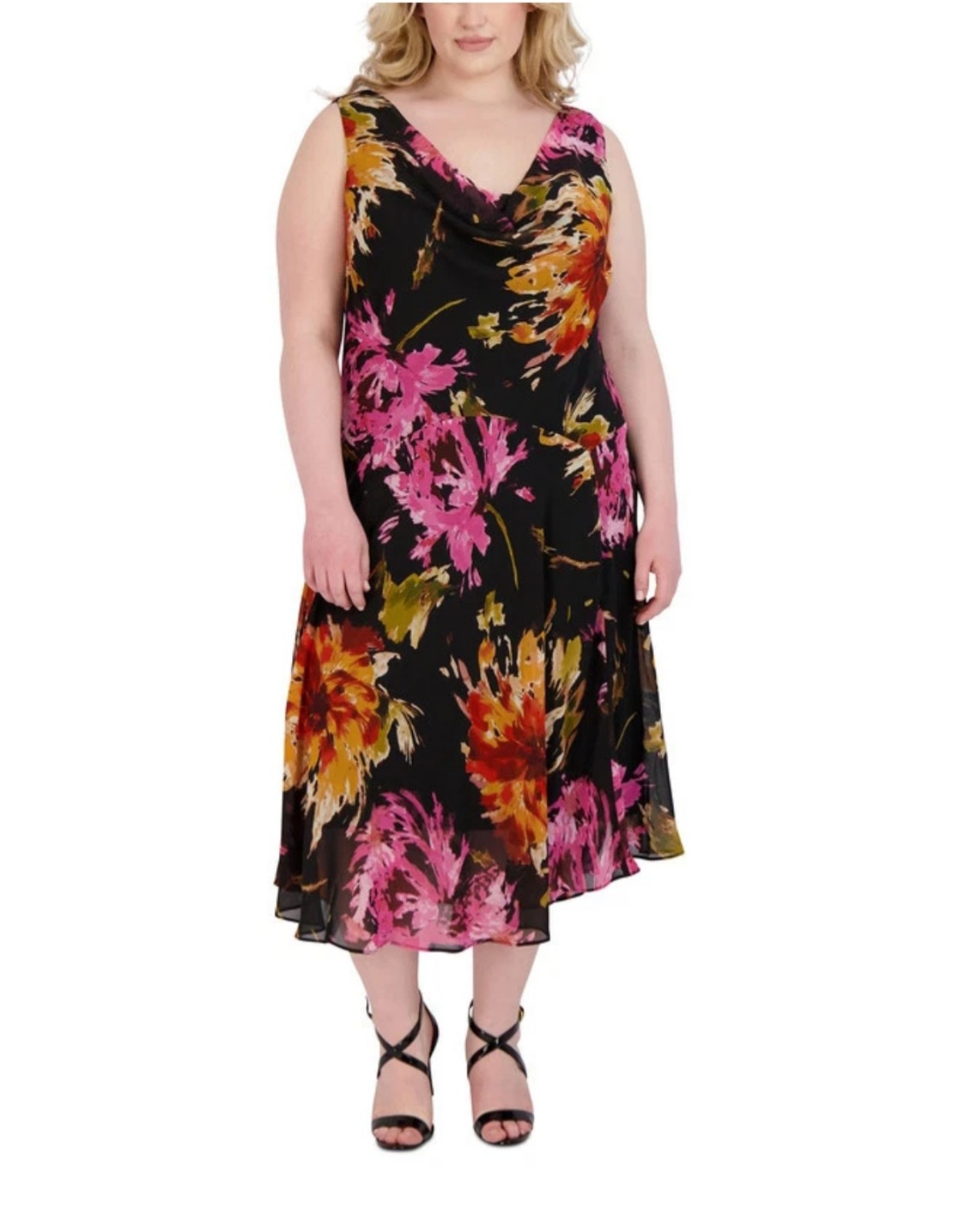Robbie Bee Plus Size Floral Print Drape Neck Sleeveless sz24W 89